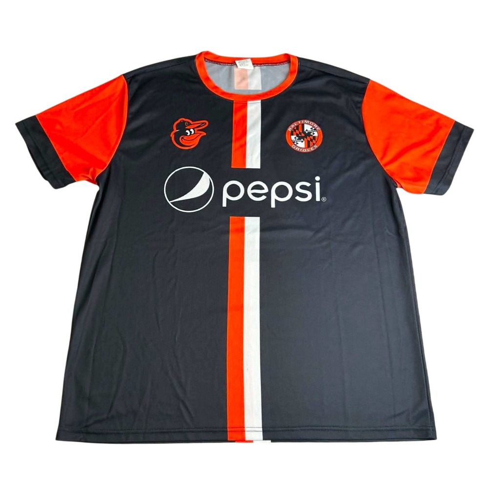 Baltimore Orioles Birdland FC Pepsi Jersey Mens XL Black Orange BDA Soccer Style